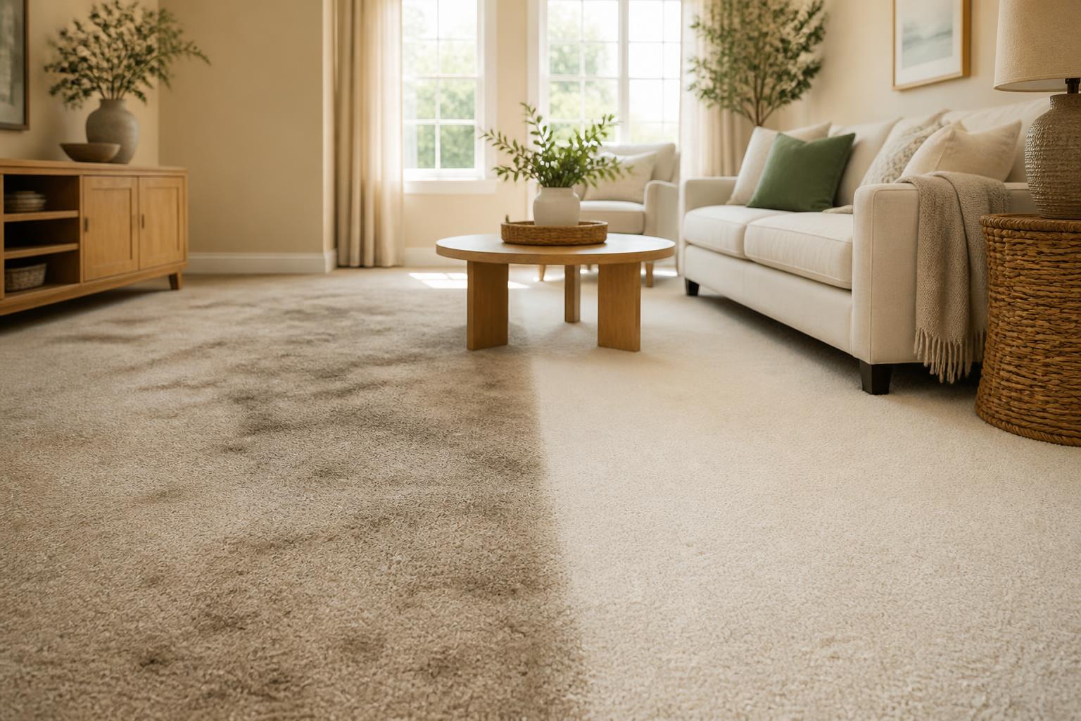 Clean living room carpet in a New Jersey home
